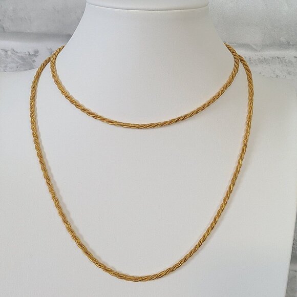 Monet Necklace Gold Tone Rope Wrap Chain Twisted - Picture 11 of 11